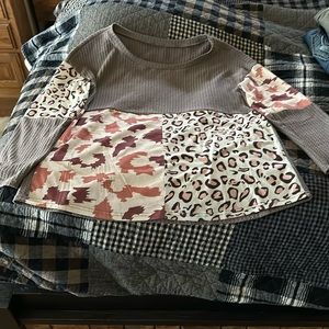 Waffle animal print shirt from boutique